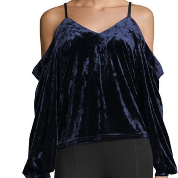 New Cold-Shoulder Crushed Velvet Blouse - Picture 2 of 4